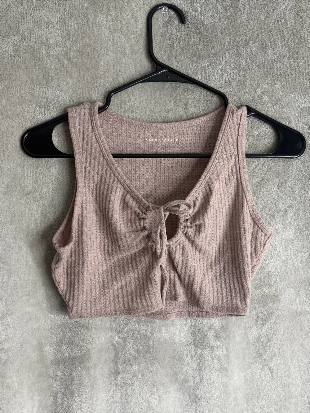 Aeropostale Mauve Ribbed Tie-Front Crop Tank
